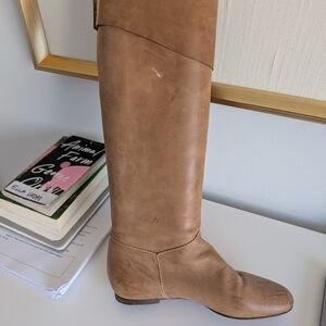 Tan Leather Knee-High Boots